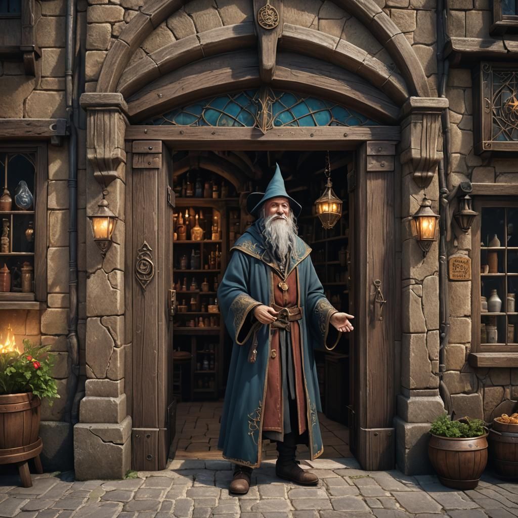 Teen Wizard's Magic Shop in Medieval Town