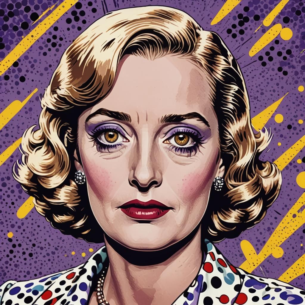 Bette Davis Pop Art Portrait in Comic Style