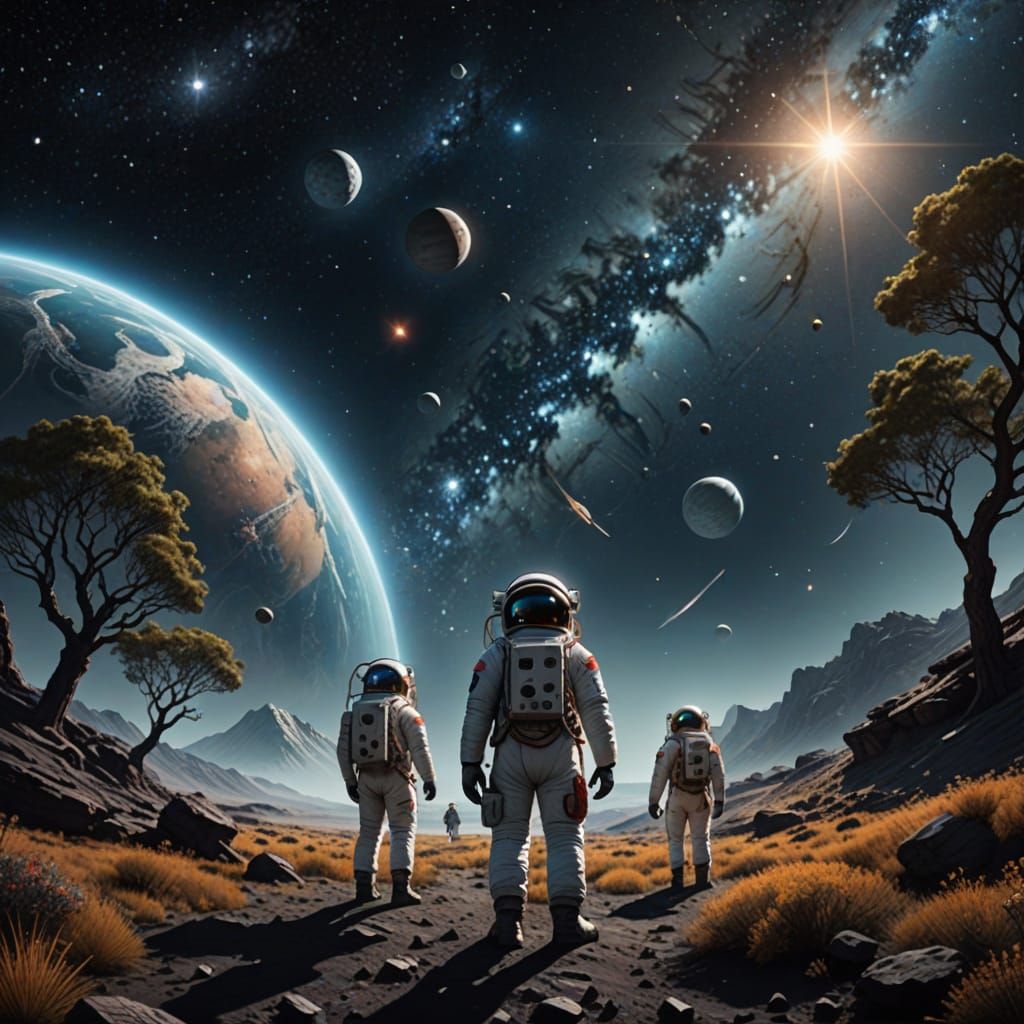Astronauts Explore Alien Worlds in Dreamy Space Scenes
