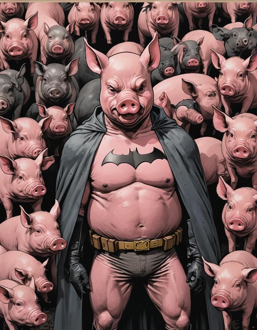 Feminist Art: Batman Depicted as Pig