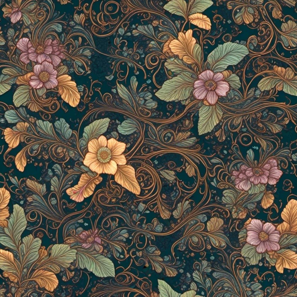 Elegant Seamless Pattern of Decorative Vines