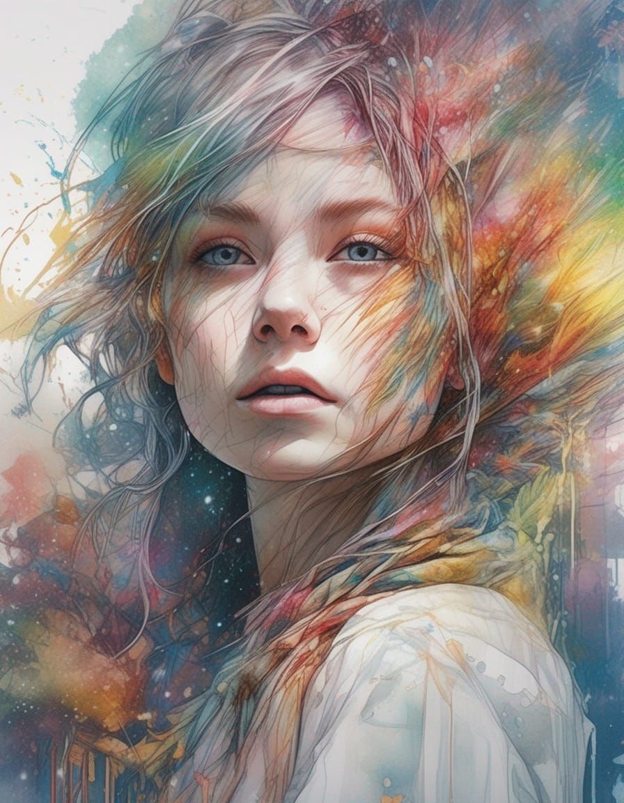 Magical Rainbowscape with God Rays: Digital Illustration