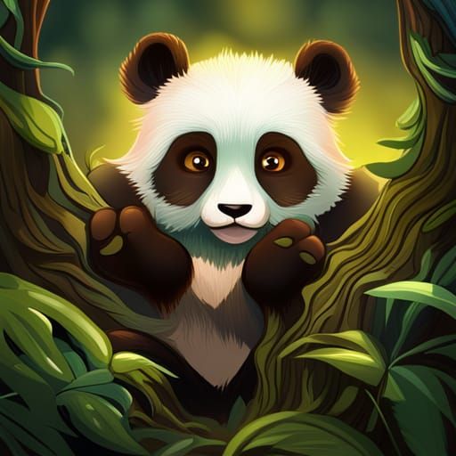 Chibi Panda Portrait in Detailed Matte Painting