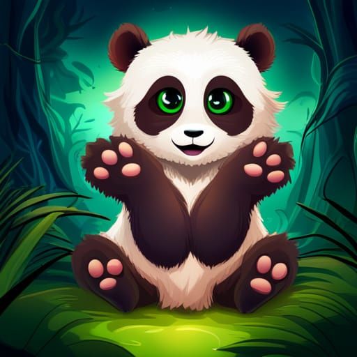 Chibi Panda Portrait in Detailed Matte Painting
