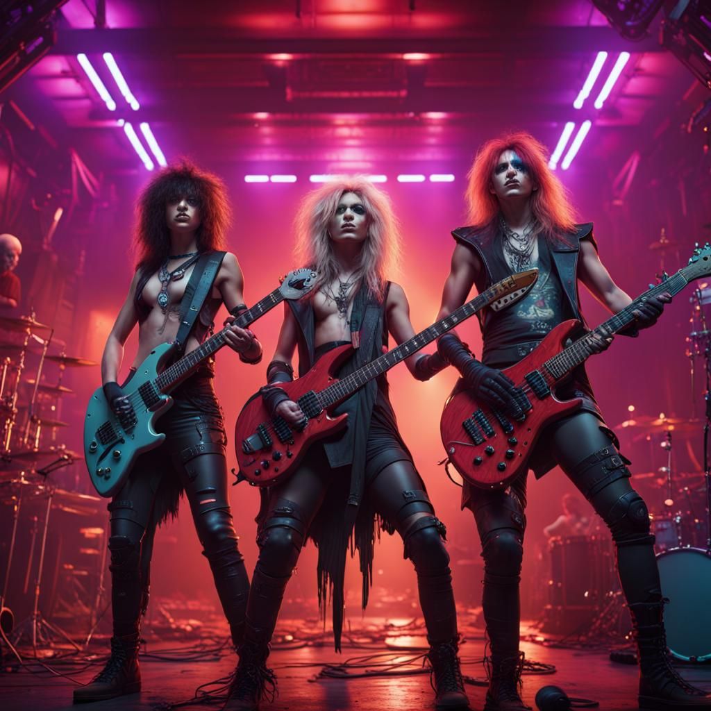 80s Heavy Metal Groupies: Detailed Matte Painting