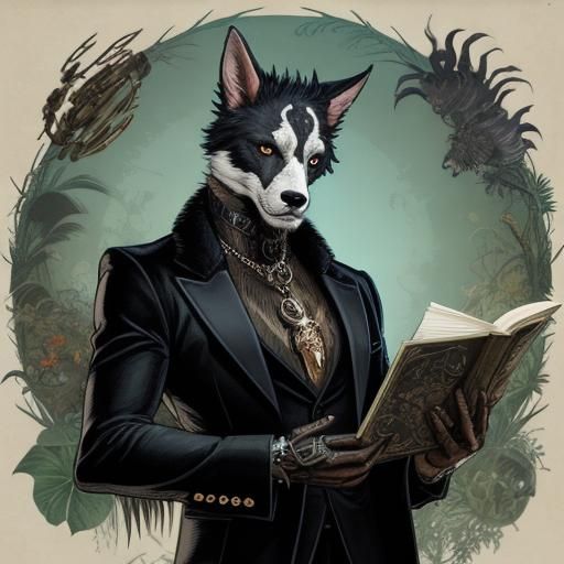 Biopunk Animal Boy Serving Rich Lady