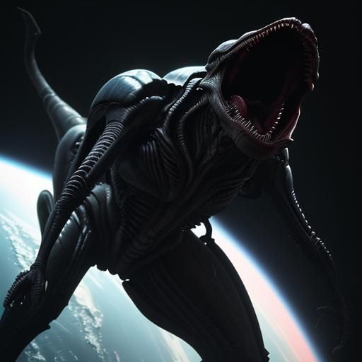 Xenomorph Adrift in Space: Cinematic Film Still