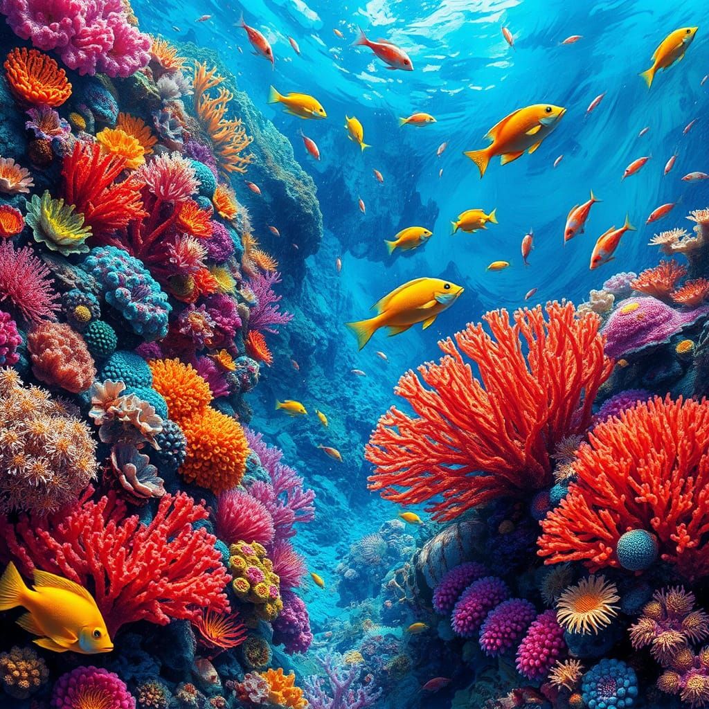Colorful Coral Reef Graffiti Art