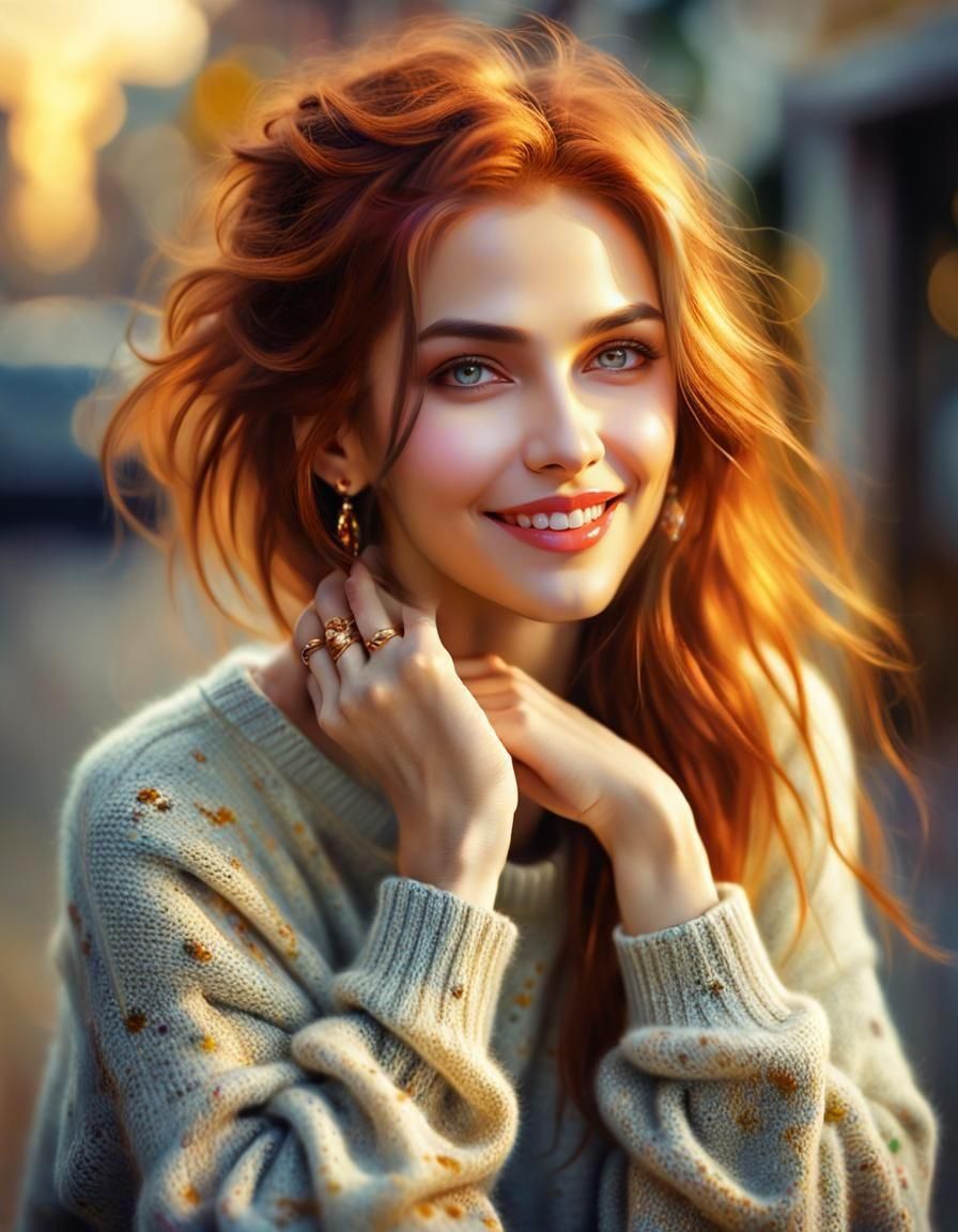 Beautiful Woman Portrait in Fantasy Art Style
