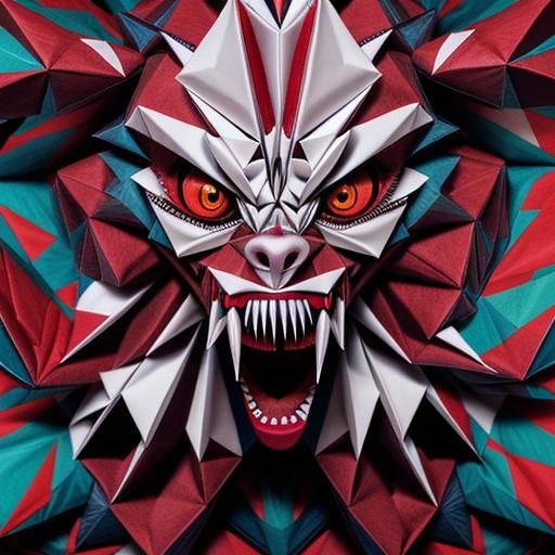 Creepy Origami Monster with Huge Teeth