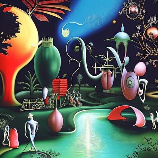 Vivid Surrealist Garden in Expressionist Style