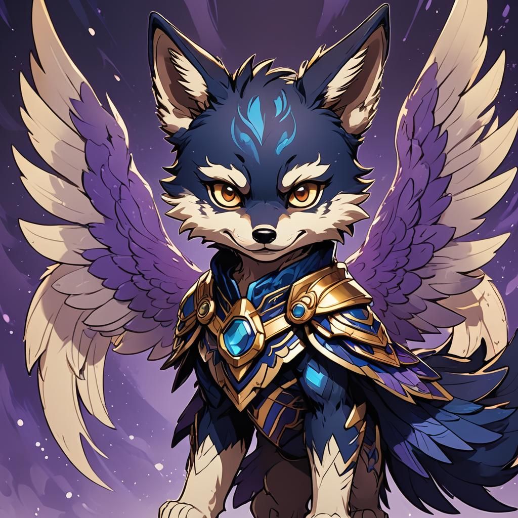 Chibi Shadow Seraphim Coyote in Manga Style