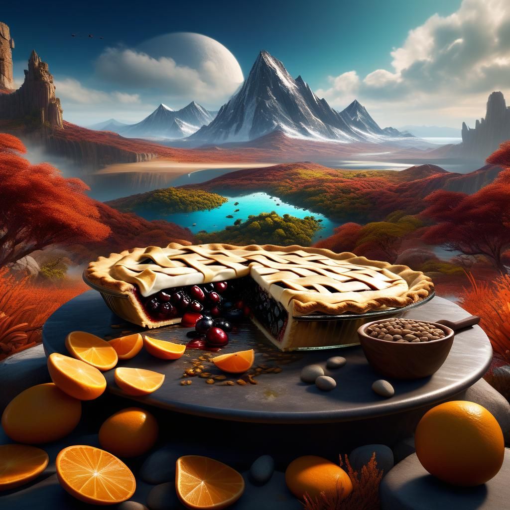Delicious Pie in Epic Landscape: Fantasy Concept Art