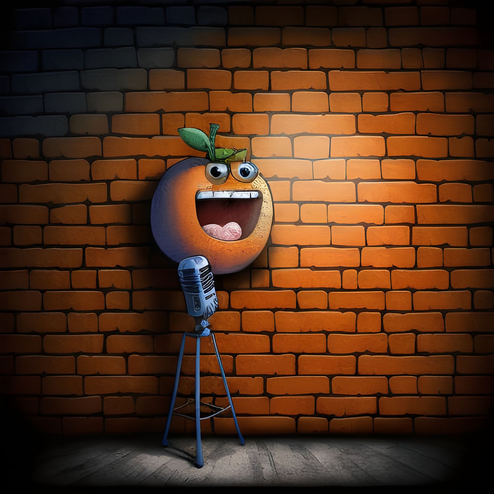 Funny Orange Does Stand Up Comedy, 3D Render