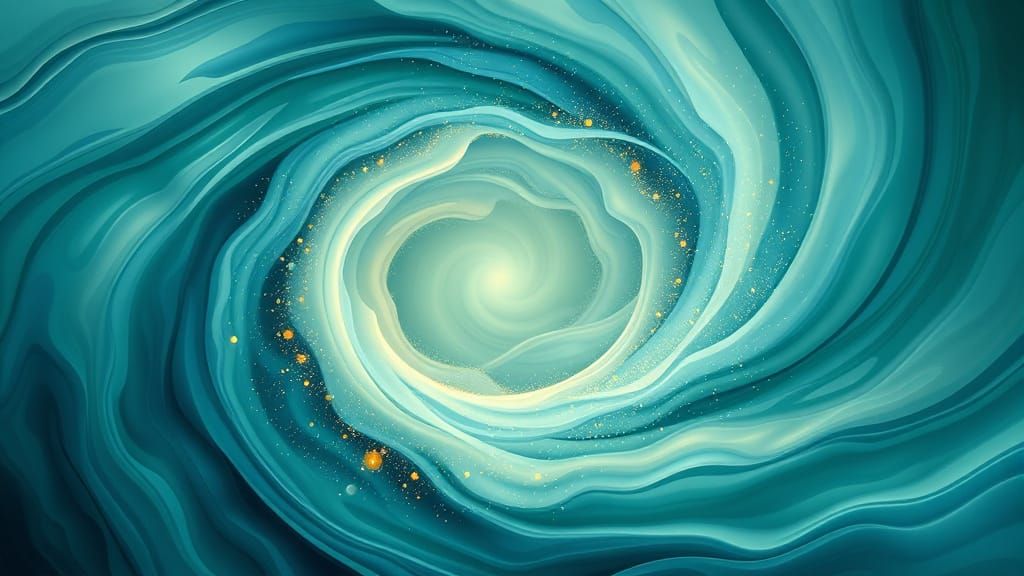 Abstract Inner Peace Vortex in Calming Blues and Greens
