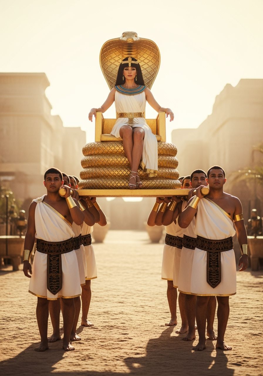 Majestic Egyptian Queen on Cobra Throne