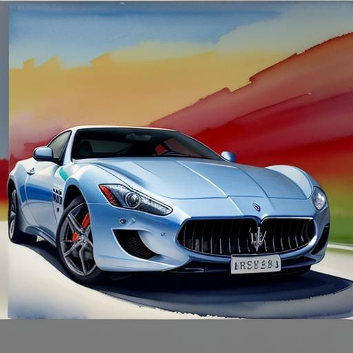 Maserati Gran Turismo in Gouache Style