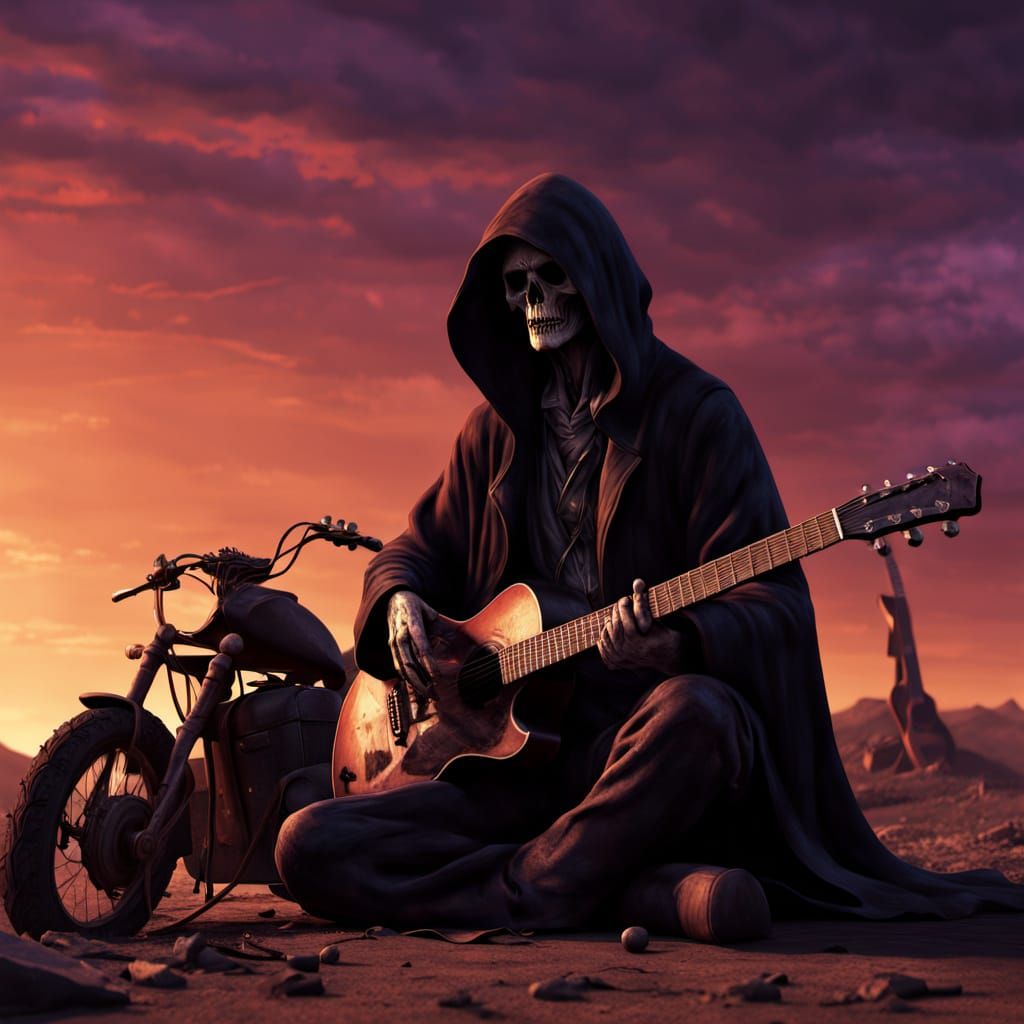 Spectral Grim Reaper Looms Over a Desolate Crossroads