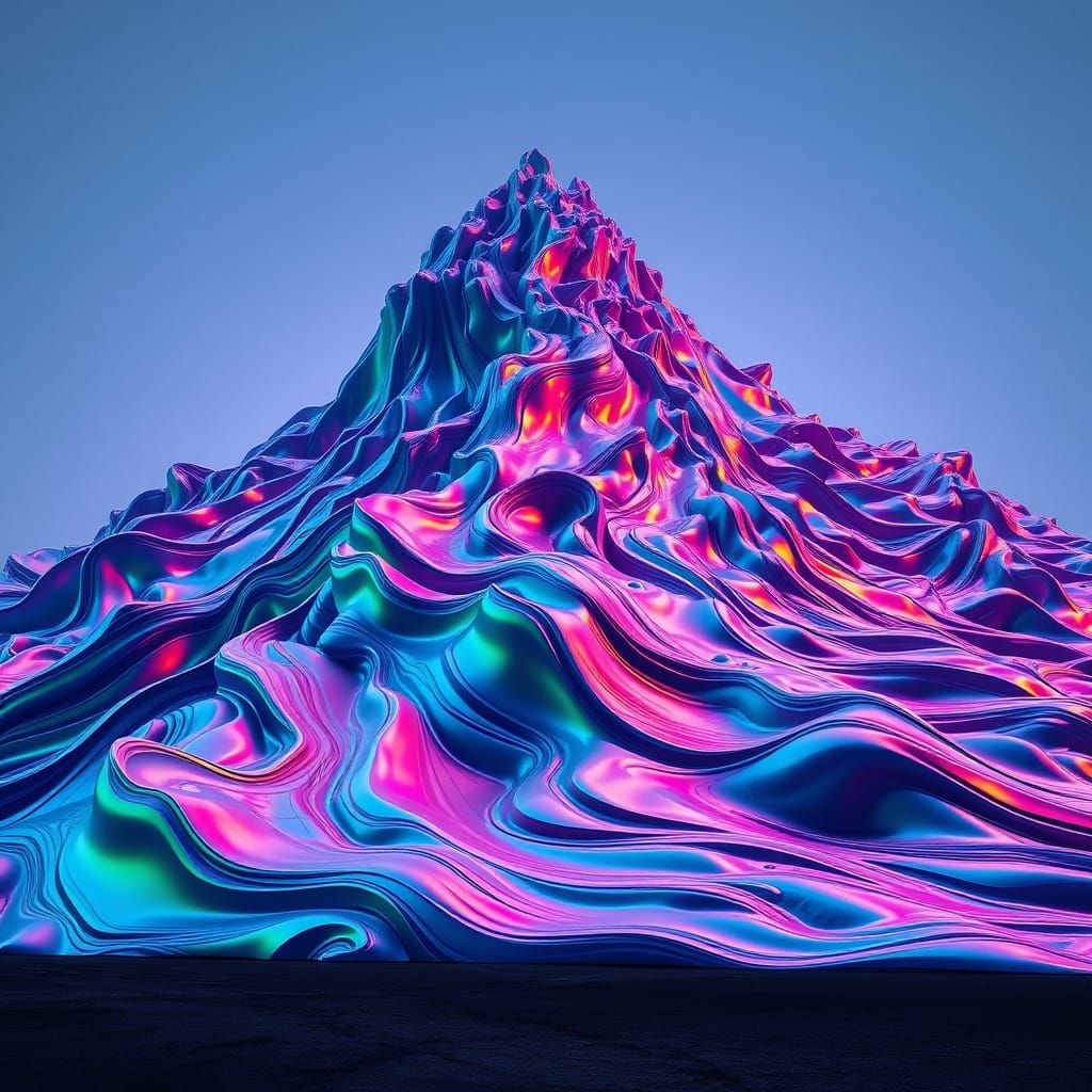 Surrealist Oil Mound in Vibrant Iridescent Palette