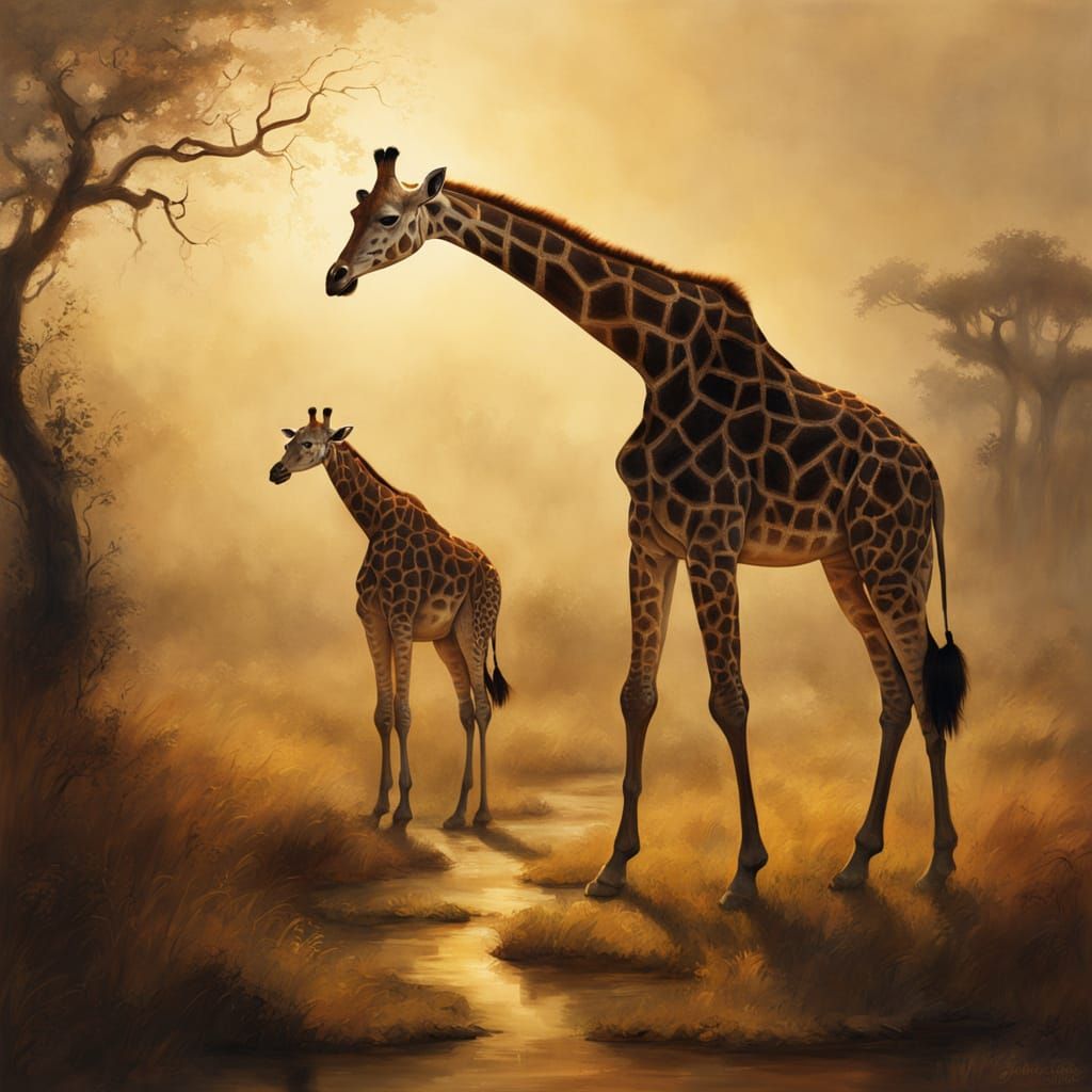 Giraffe in Savannah: Dutch Golden Age Painting