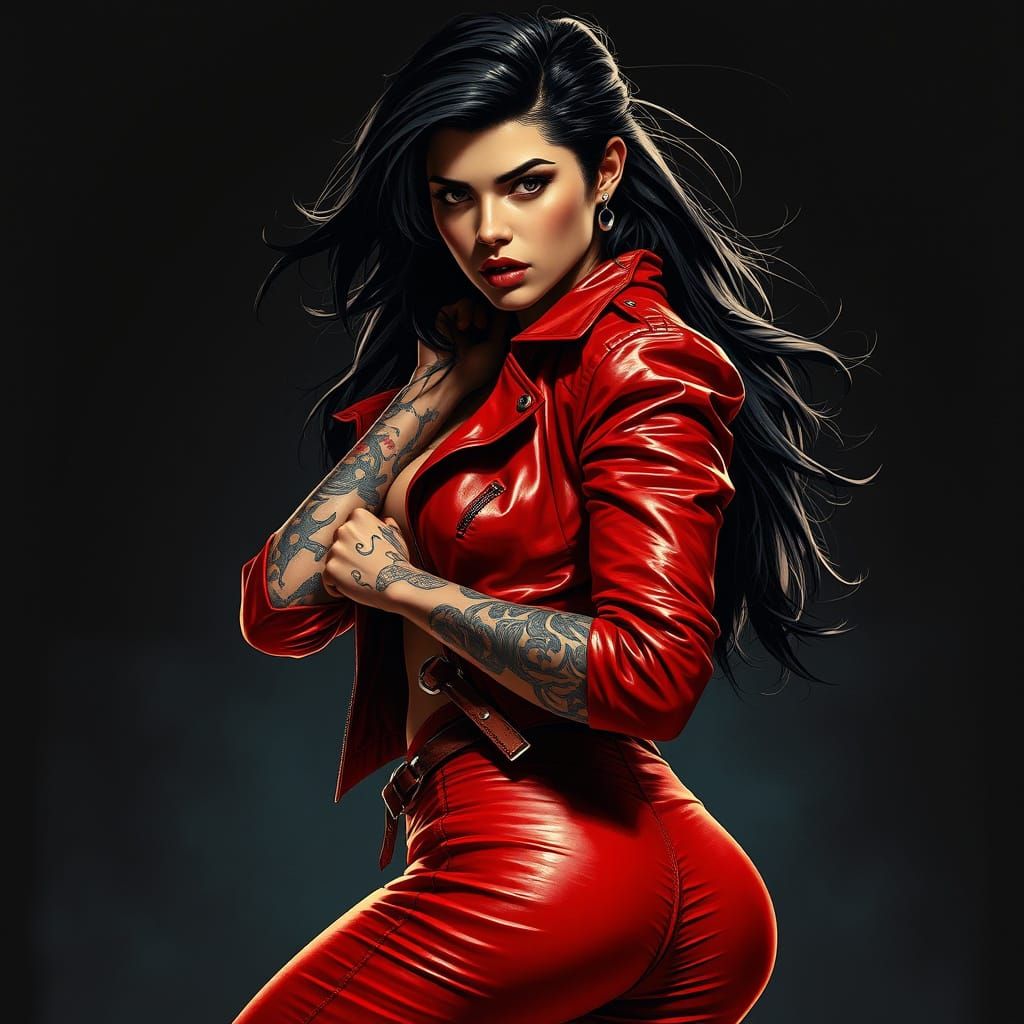 Sensual Female Warrior in Dark Fantasy Style