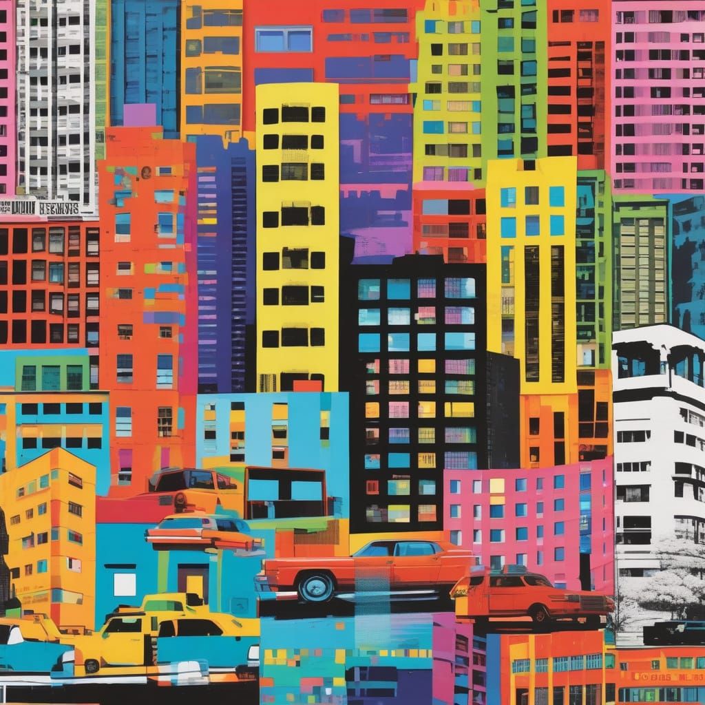 Warhol-Inspired Pop Art Cityscape Collage