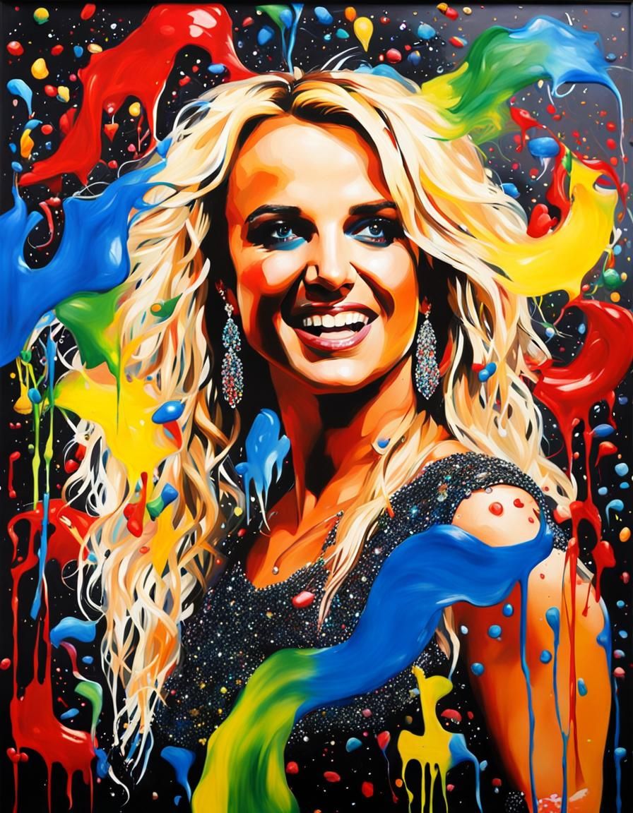 Britney Spears Portrait in Hyperrealistic Glass Painting