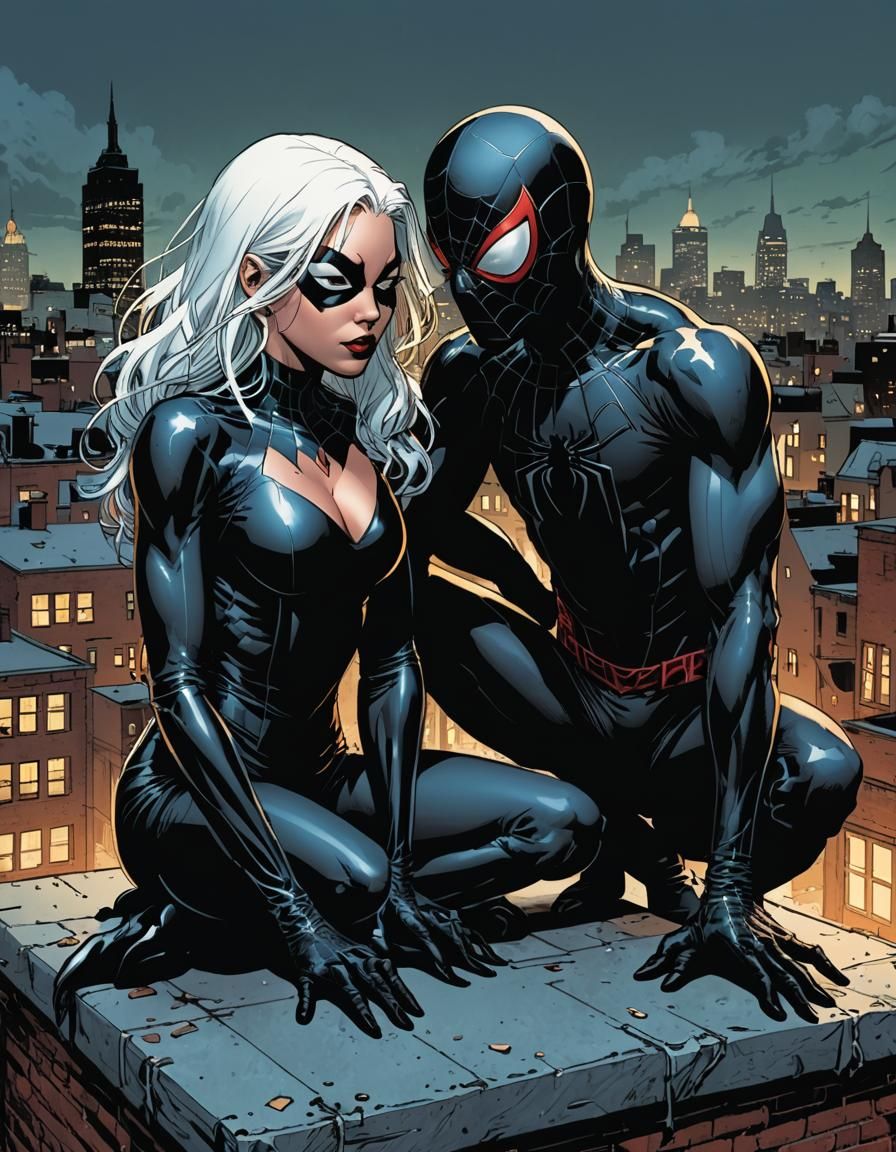 Spider-Man and Black Cat Rooftop Confrontation
