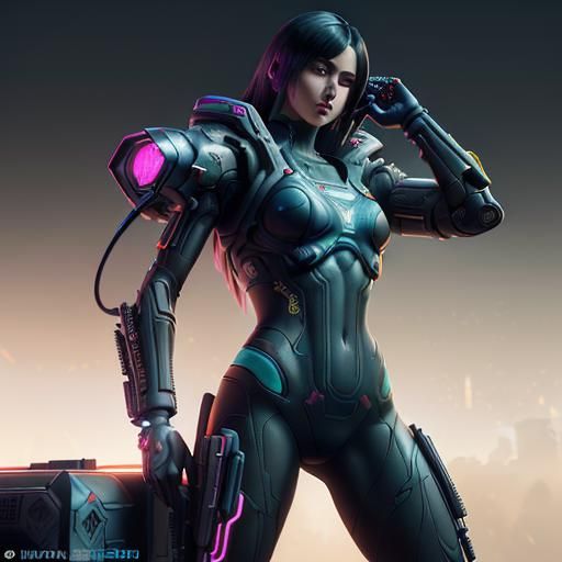 Nintendo Switch Girl in Anime Cyberpunk Style