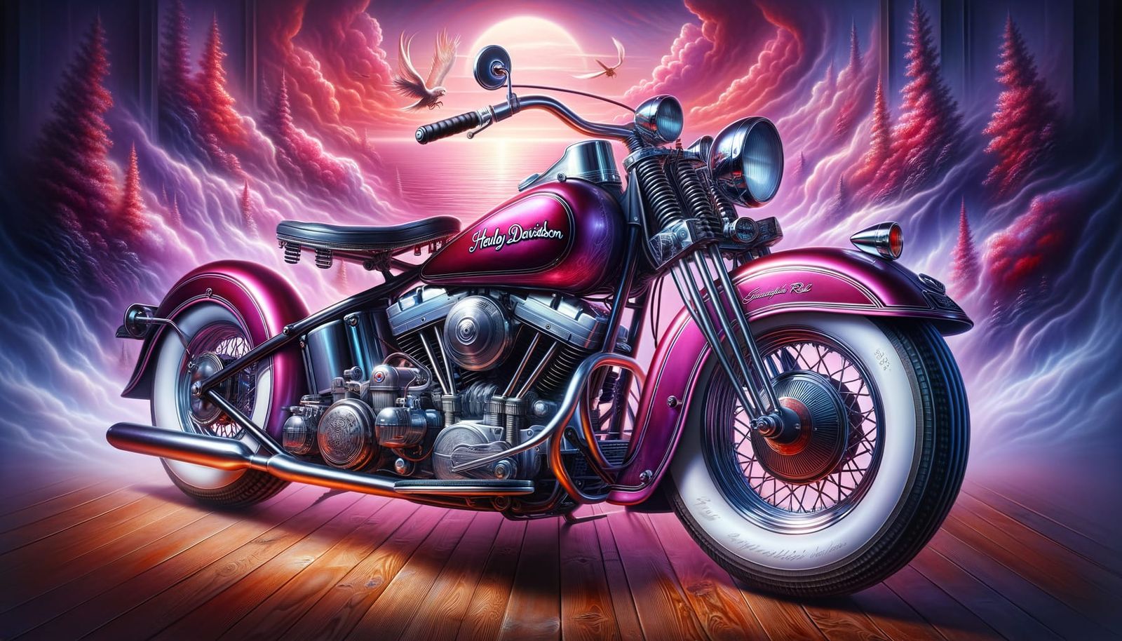 1953 Harley Davidson in Fantasy Setting