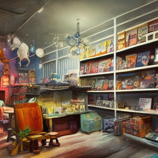 Eerie Toy Store Portrait in Beksiński Style