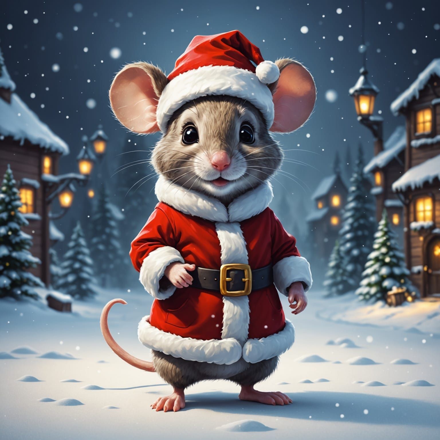 Jolly Mouse in Santa's Iconic Attire