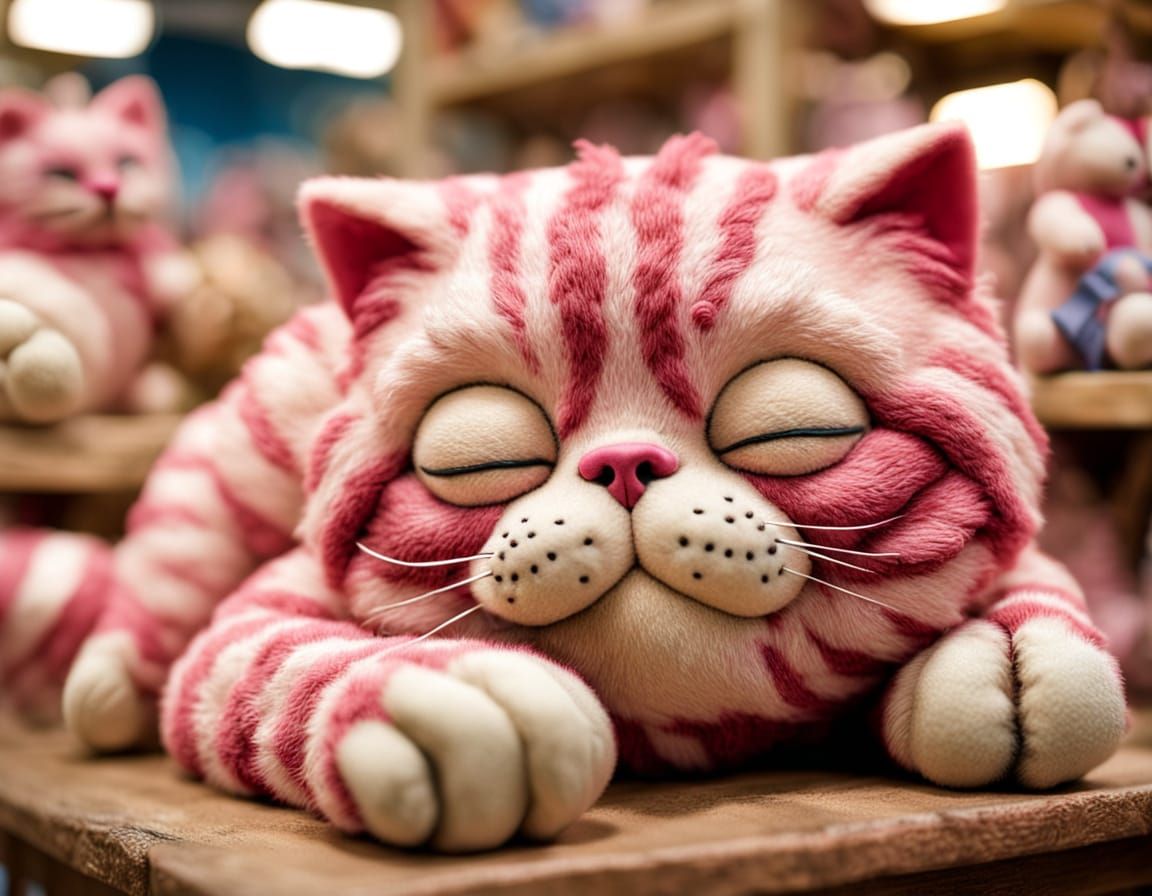 Vintage Bagpuss Toy Rests in a Cozy Toyshop Scene