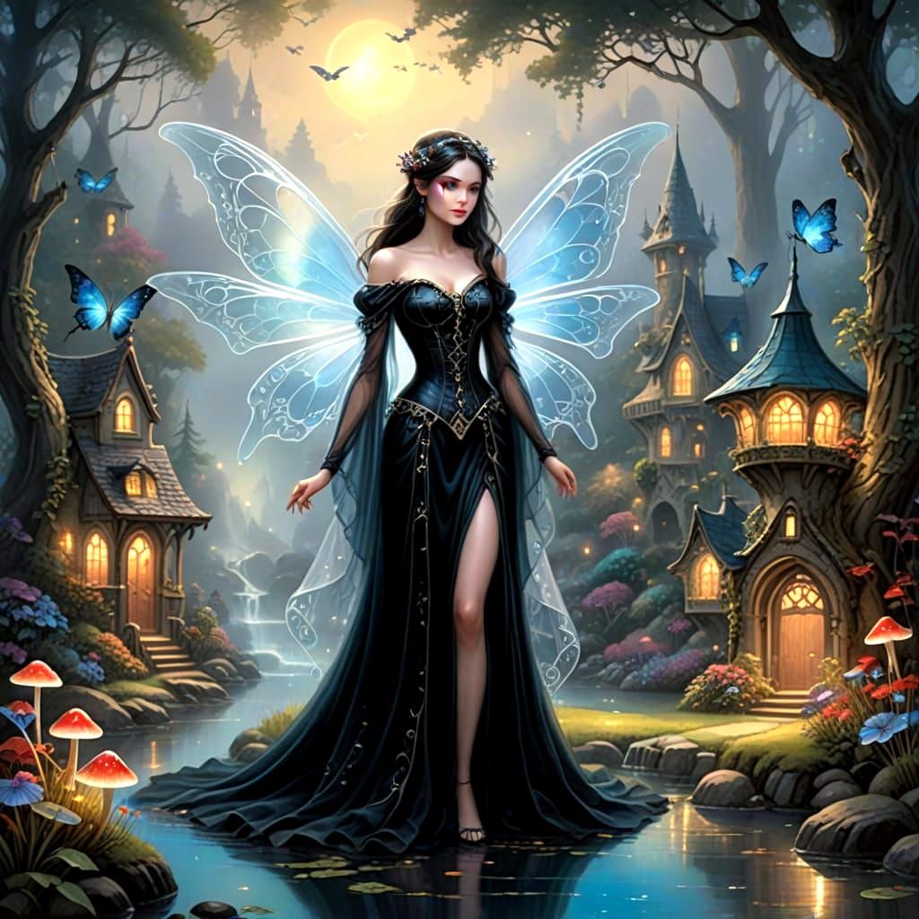Ethereal Vampire Goddess in Mystical Fairy Realm
