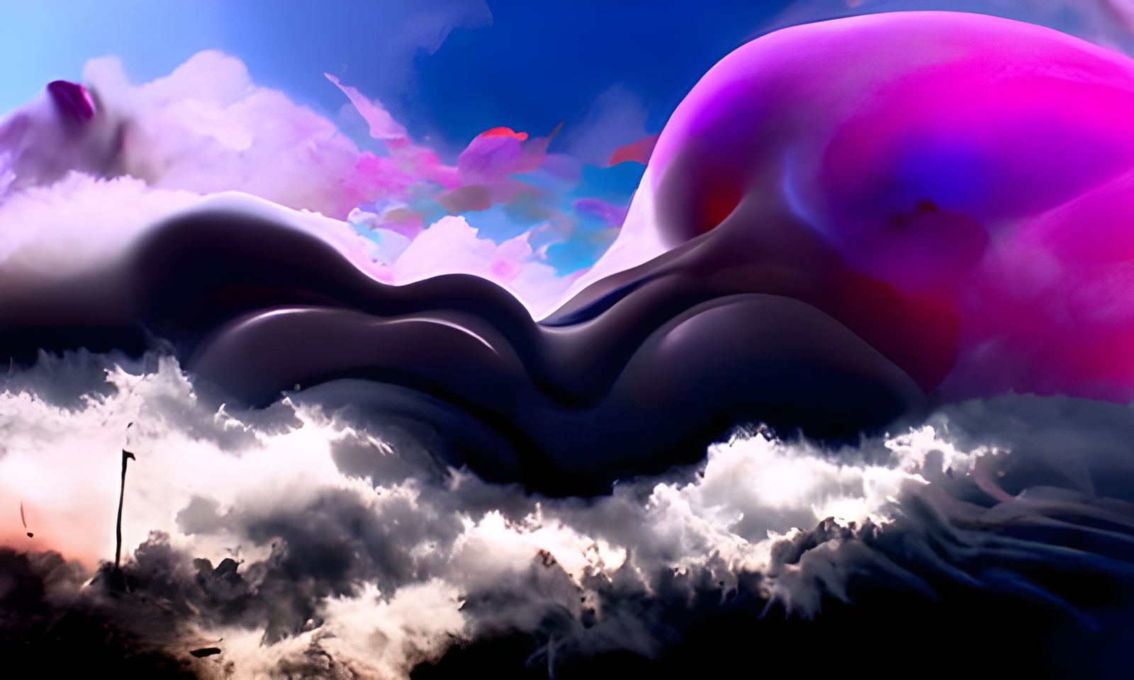 Surreal Figure Saluting Rainstorm, Digital Art