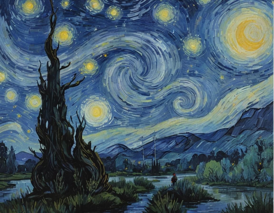 Majestic Forrest Under Starry Night Sky