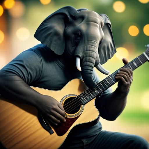 Elephant Plays Guitar: Professional Photography