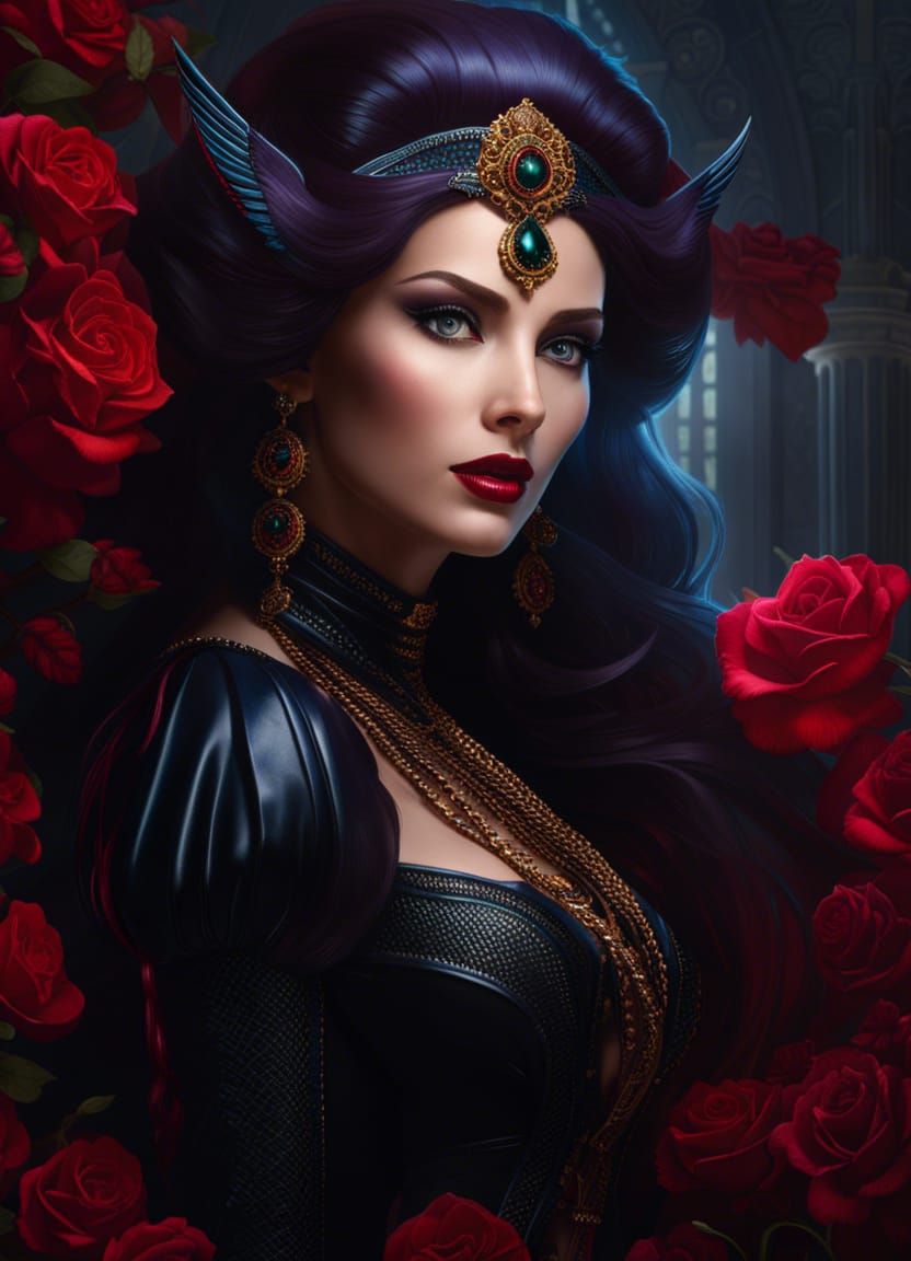 Gothic Nun Poison Ivy Portrait in Fantasy Art Style