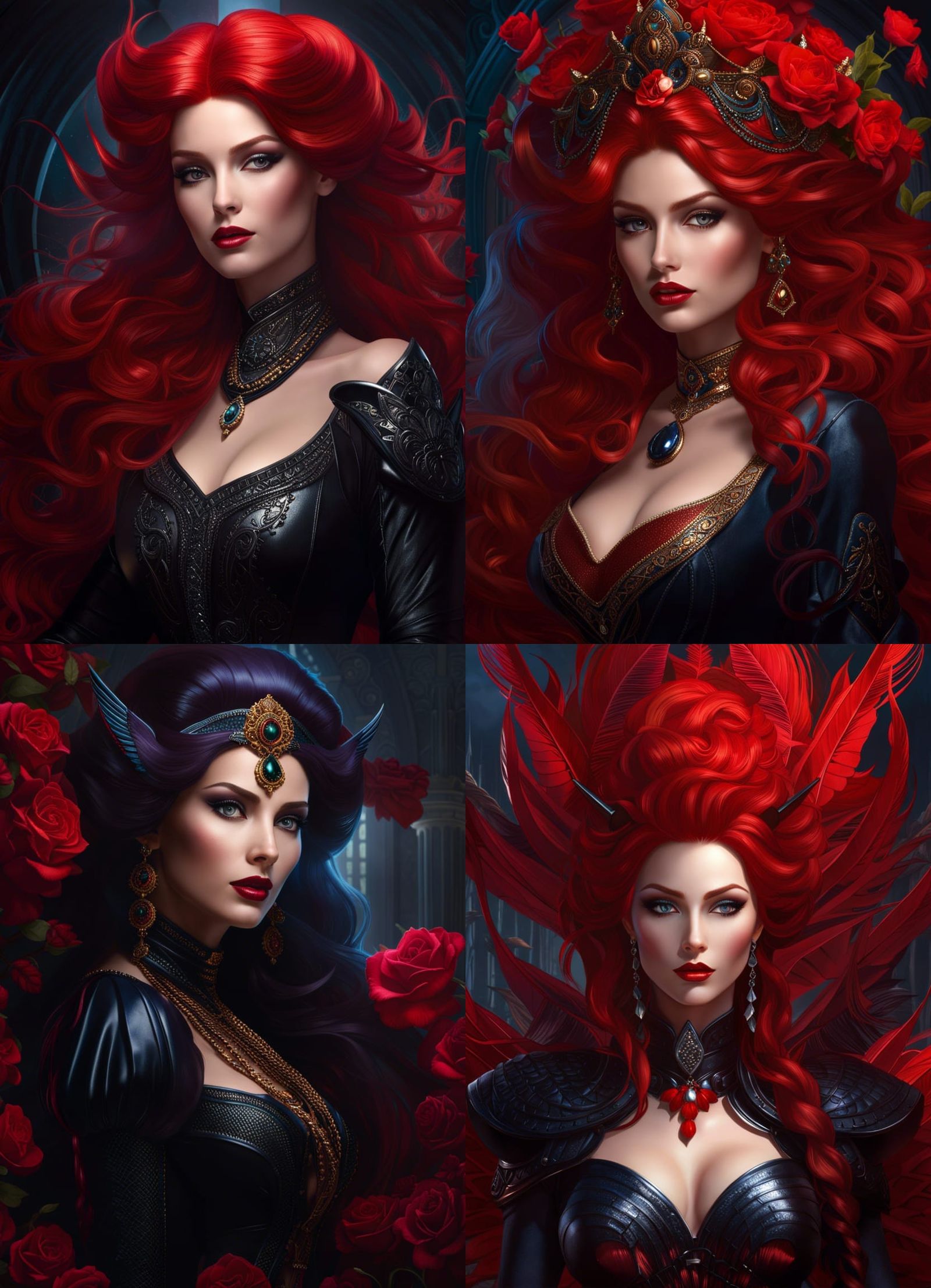 Gothic Nun Poison Ivy Portrait in Digital Art