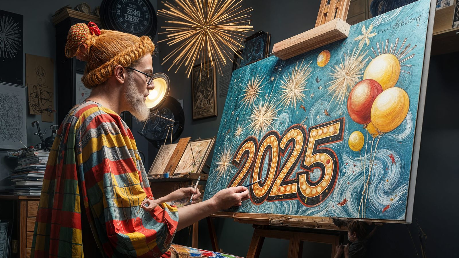 Artist Captures Visionary New Year 2025 Scene