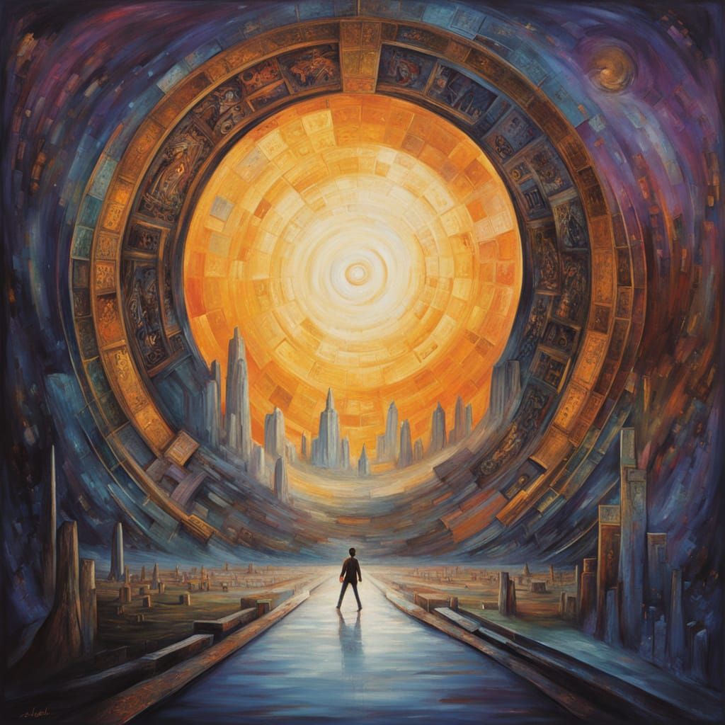 Cosmic Portal in Impasto Oil Strokes