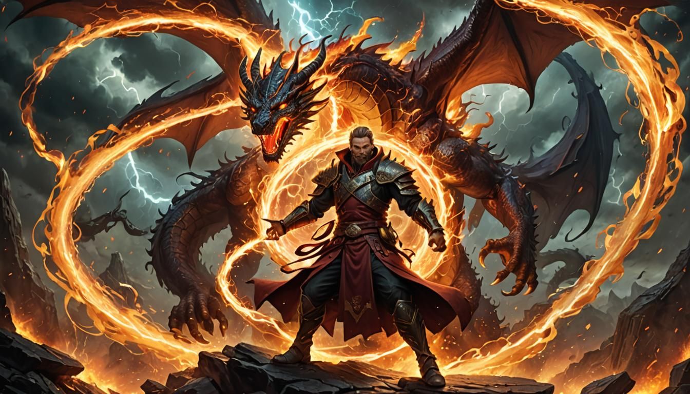 Half-Dragon Battle Mage Summons Elemental Power