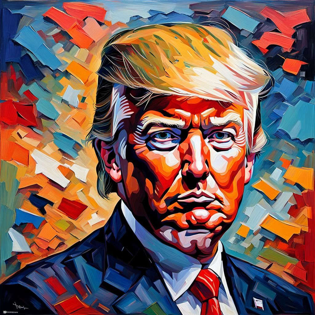Donald Trump Portrait in Expressionist Oil Painting Style