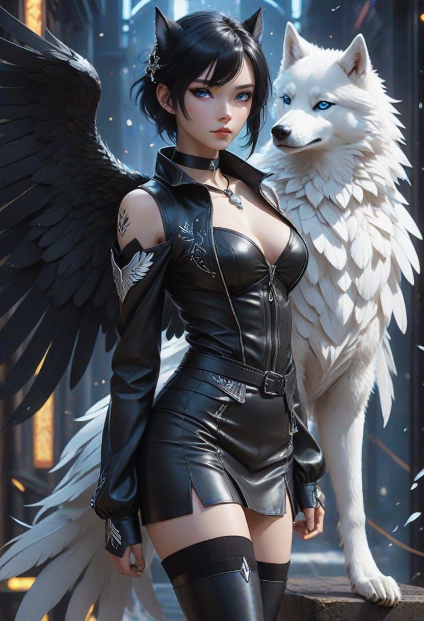 Ethereal Angel with Dual Wings and Celestial Beauty