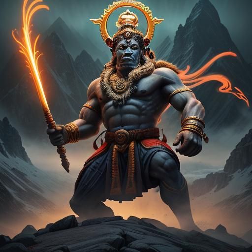 Majestic Lord Hanuman in Himalayan Landscape