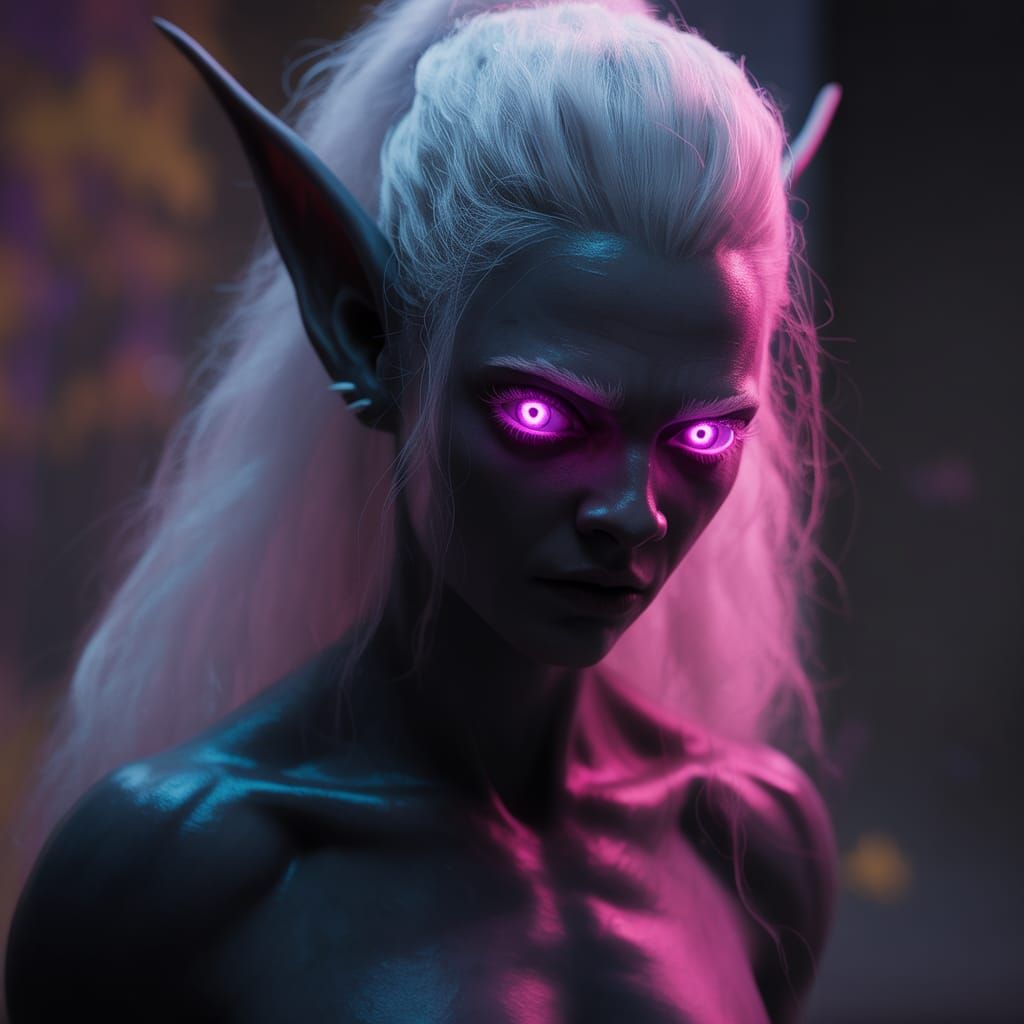 Furious Drow Elf Warrior in Cinematic Dark Fantasy Style