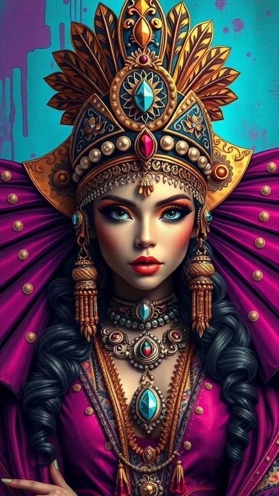 Goddess of Treasure in Concrete Street Art Style