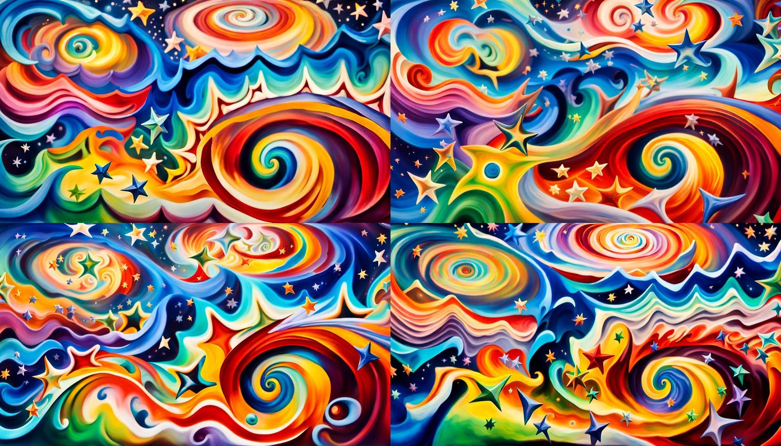 Iridescent Stars in Magnetic Vortex: Abstract Expressionism