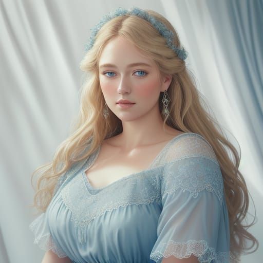 Soft Romantic Portrait of a Beautiful Chubby Woman