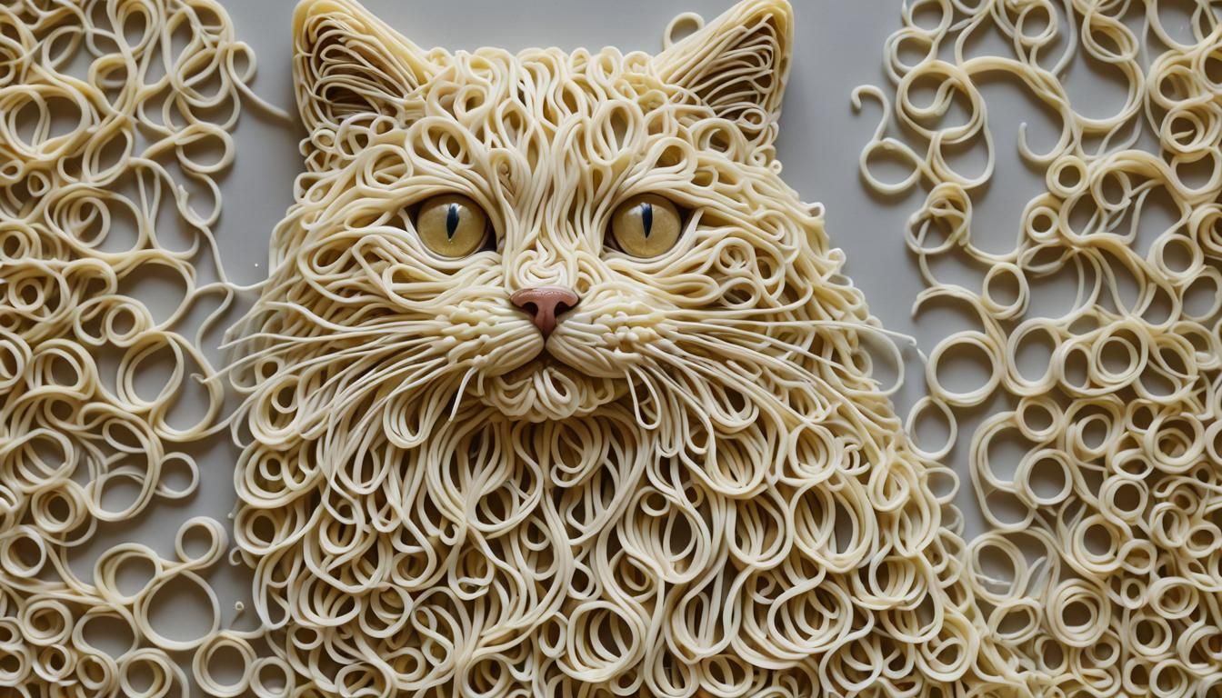 Spaghetti Art Cat Side View